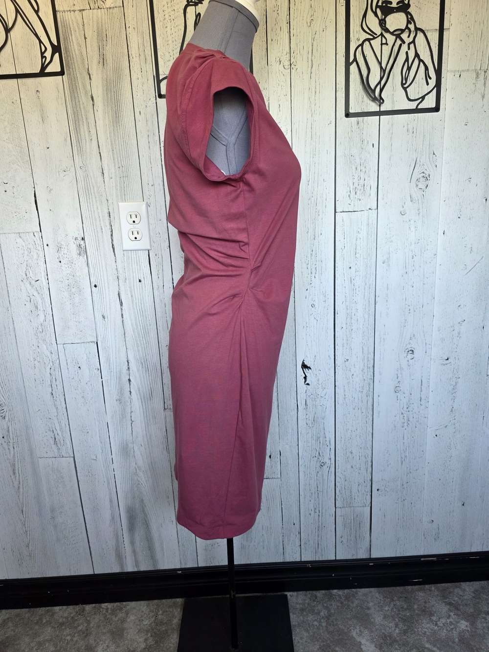 Athleta Dusty Rose V-Neck Ruched T-Shirt Dress Size S | Casual | Travel - Picture 2 of 7